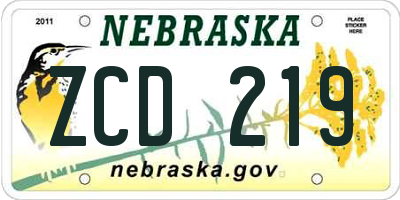 NE license plate ZCD219
