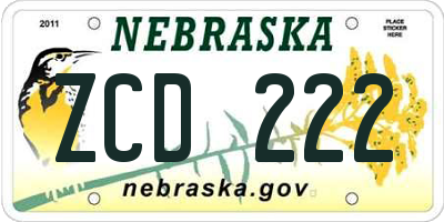 NE license plate ZCD222