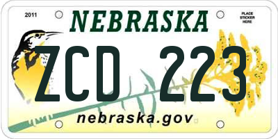 NE license plate ZCD223