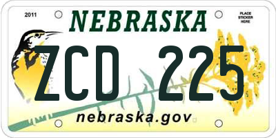 NE license plate ZCD225