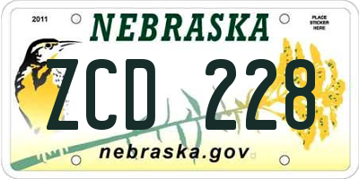 NE license plate ZCD228