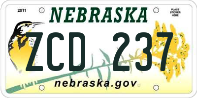 NE license plate ZCD237