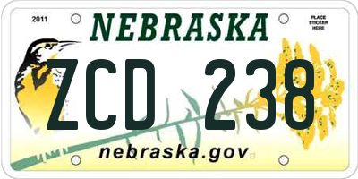 NE license plate ZCD238