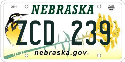 NE license plate ZCD239