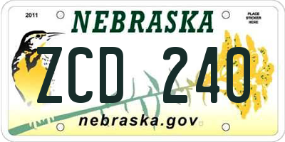 NE license plate ZCD240