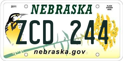 NE license plate ZCD244