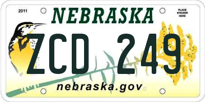 NE license plate ZCD249