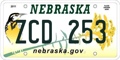 NE license plate ZCD253