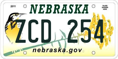 NE license plate ZCD254