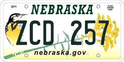 NE license plate ZCD257