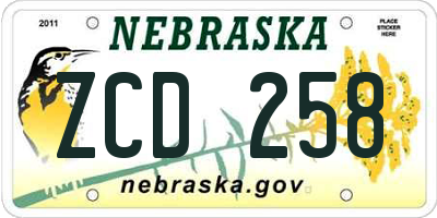 NE license plate ZCD258