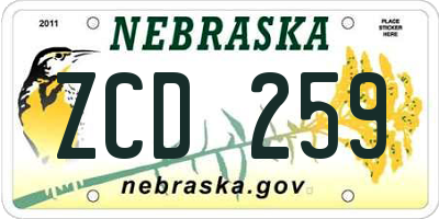 NE license plate ZCD259