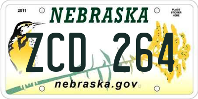 NE license plate ZCD264
