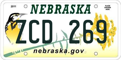 NE license plate ZCD269