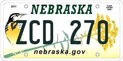 NE license plate ZCD270