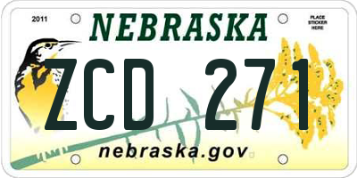 NE license plate ZCD271
