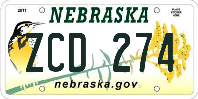 NE license plate ZCD274