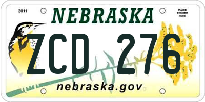 NE license plate ZCD276