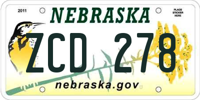 NE license plate ZCD278