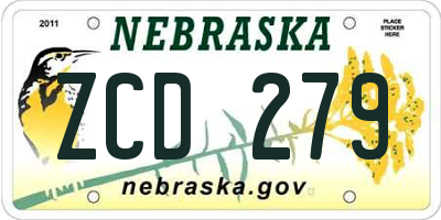 NE license plate ZCD279