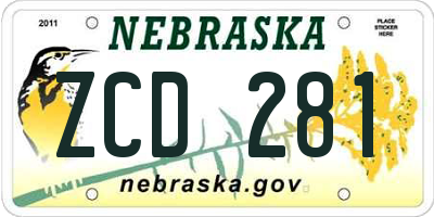 NE license plate ZCD281