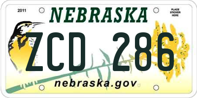 NE license plate ZCD286