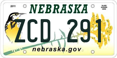 NE license plate ZCD291