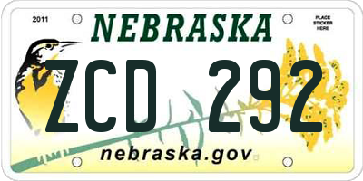 NE license plate ZCD292