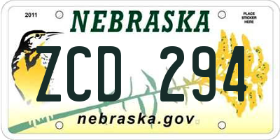 NE license plate ZCD294