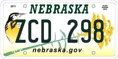 NE license plate ZCD298