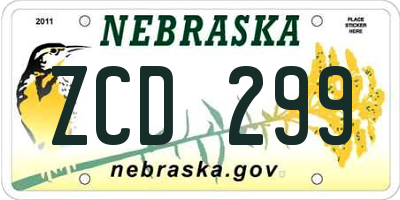 NE license plate ZCD299