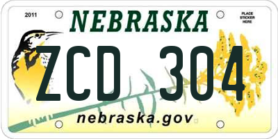 NE license plate ZCD304