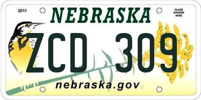 NE license plate ZCD309