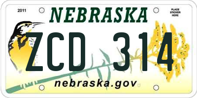 NE license plate ZCD314
