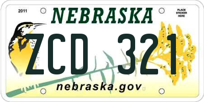 NE license plate ZCD321