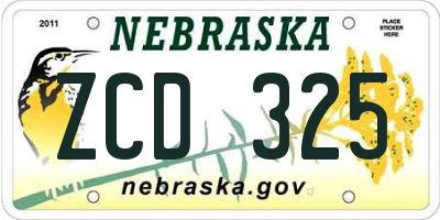 NE license plate ZCD325