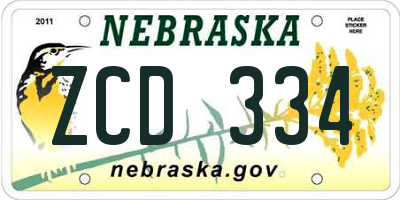 NE license plate ZCD334