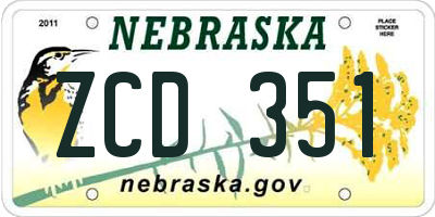 NE license plate ZCD351