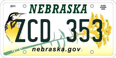 NE license plate ZCD353
