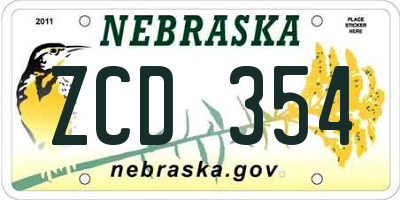 NE license plate ZCD354