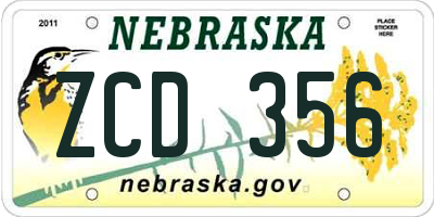 NE license plate ZCD356