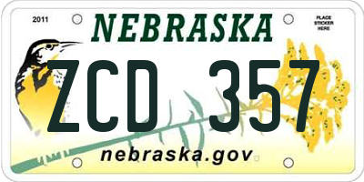 NE license plate ZCD357