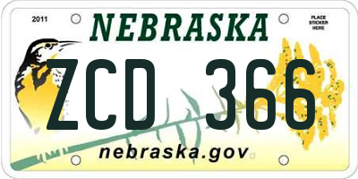 NE license plate ZCD366