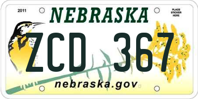 NE license plate ZCD367