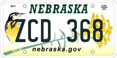 NE license plate ZCD368