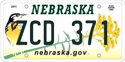 NE license plate ZCD371