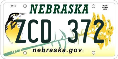 NE license plate ZCD372
