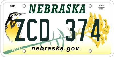 NE license plate ZCD374