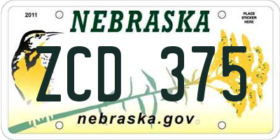 NE license plate ZCD375