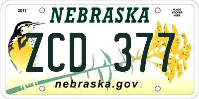 NE license plate ZCD377